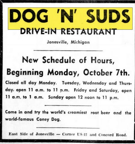Coney Hut Drive Inn - Oct 1963 Ad (newer photo)